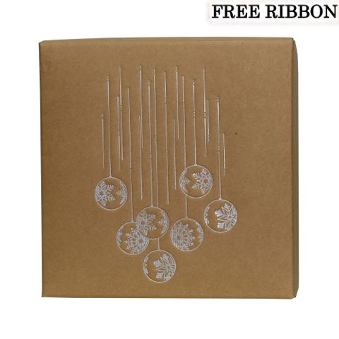 BROWN BAUBLES BOX LARGE 30L x 30W x 24H cm(SILVANO) -FREE RIBBON