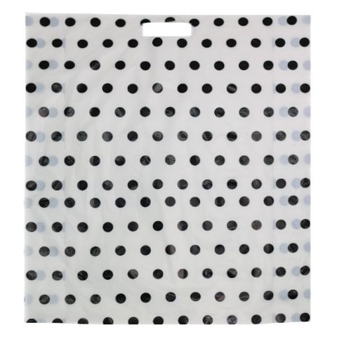 DIECUT BAG LRG 520x415mm BLACK / WHITE DOTS (50)-70 MICRONS