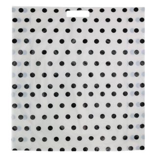 DIECUT BAG LRG 52(H) x 41.5(W) cm WHITE/BLACK DOTS (50 PER PACK)