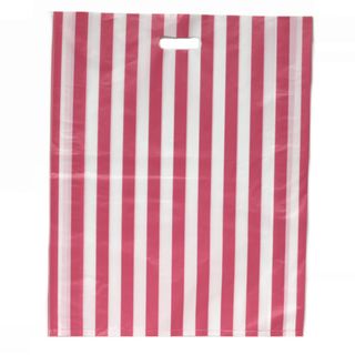 DIECUT BAG LRG 52(H) x 41.5(W) cm WHITE/PINK STRIPE (50 PER PACK)