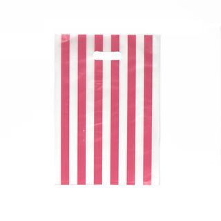DIECUT BAG SML 36(H) x 25.5(W) cm WHITE/PINK STRIPE (100 PER PACK)