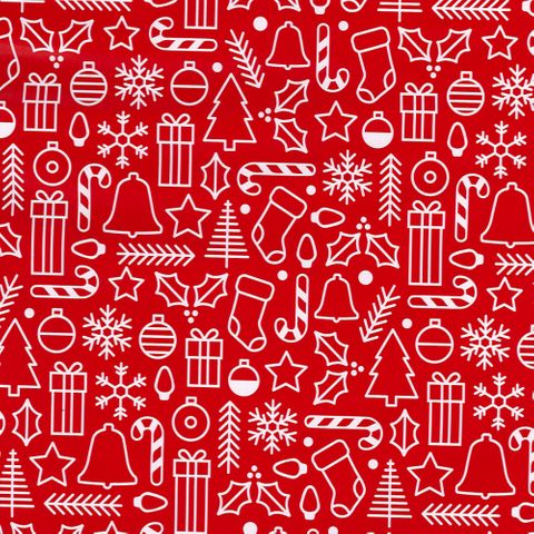 MINI ROLL XMAS ALLSORTS RED 200mm x 50Mtr (NO RETURNS)