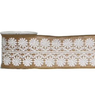 JUTE BURLAP RIBBON DAISY 100mm x 4.5 Mtr - NO RETURNS