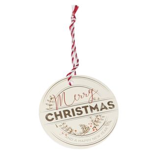 GIFT TAG WHITE MERRY CHRISTMAS CIRCLE 10 PER PACK