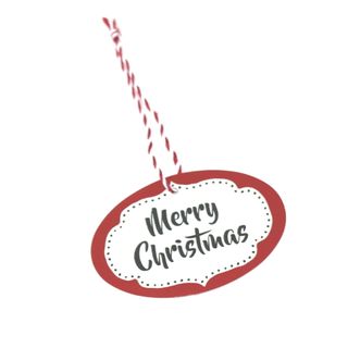 GIFT TAG RED/WHITE OVAL MERRY CHRISTMAS - 10 PER PACK