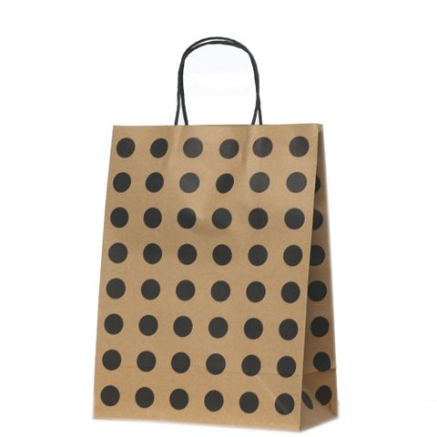 KRAFT BAG BROWN/BLACK SPOT LARGE 33Hx25Wx13Gcm-ROUND HL 100 UT/CTN