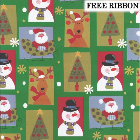 MERRY & BRIGHT 500mm x 50Mtr - FREE METALLIC GLOSS 19mm x 50M RED