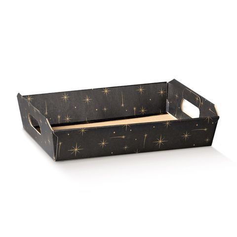 TRAY GALAXY BLACK SMALL 31(L) x 22(W) x 9(H)cm- WITH CUTOUT HANDLE