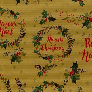 CHRISTMAS WISHES GOLD RECYCLED 500mm x 50Mtr - NO RETURNS