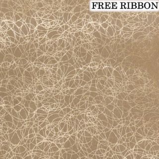 GOLDEN SWIRLS RECYCLED 700mm x 50Mtr-FREE MET.RIBBON BLACK DESIGN