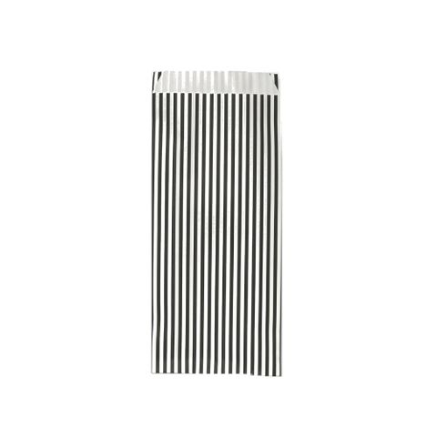 PAPER BAG SMALL BLACK/WHITE STRIPE 90(L)x235(H)x55mm 50/PACK