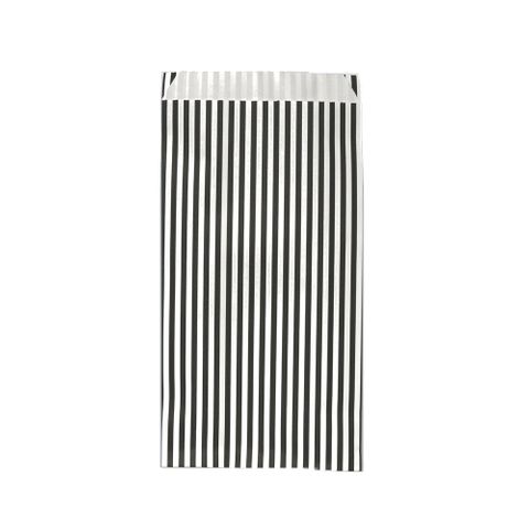 PAPER BAG MEDIUM BLACK/WHITE STRIPE 15(L)x29(H)x4(G) cm 100/PACK