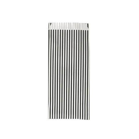 PAPER BAG SMALL BLACK/WHITE STRIPE 90(L)x235(H)x55mm 100/PACK