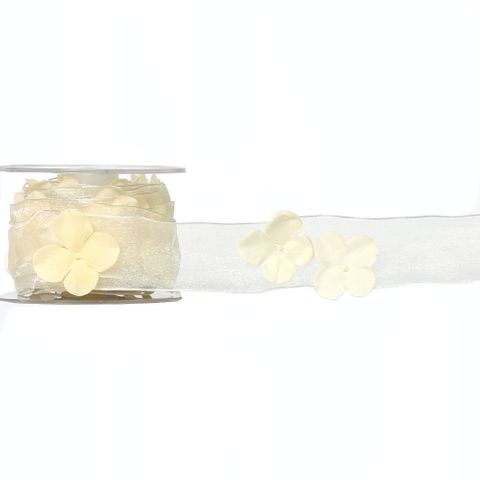 BLOOM SHEER 38mm x 10Mtr IVORY (WIRED)-BUY 1 GET 1 FREE