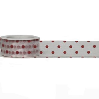 DOTTI 38mm x 25Mtr WHITE/ RED DOT