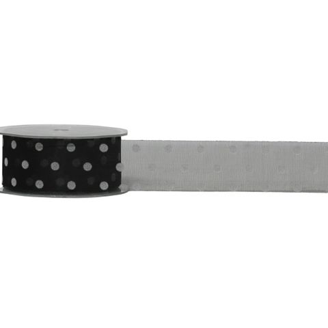 DOTTI 38mm x 25Mtr BLACK/WHITE DOT