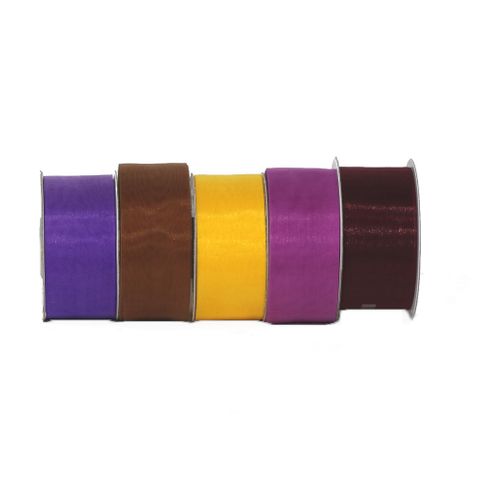 ORGANZA NON WOVEN (SOFIA) 38mm x 50Mtr SOLID COLOURS PACK OF 5