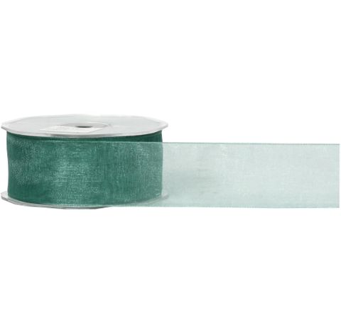 ORGANZA WOVEN EDGE 38mm x 50Mtr SEAFOAM GREEN