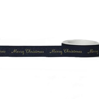 MERRY CHRISTMAS 25mm x 10Mtr NAVY / GOLD WRITING