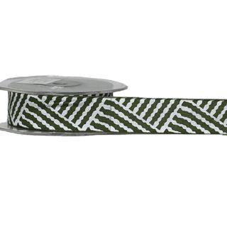 STRIPE OLIVE COTTON RIBBON 25mm x 10Mtr