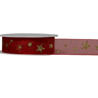 TWINKLE ORGANZA  RED 25mm x 10Mtr