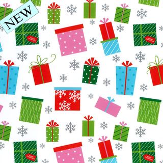 XMAS PRESENTS WHITE 500mm x 50Mtr