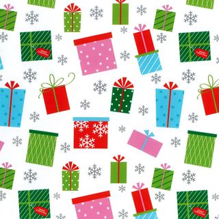 MINI ROLL XMAS PRESENTS WHITE 200mm x 50Mtr (NO RETURNS)