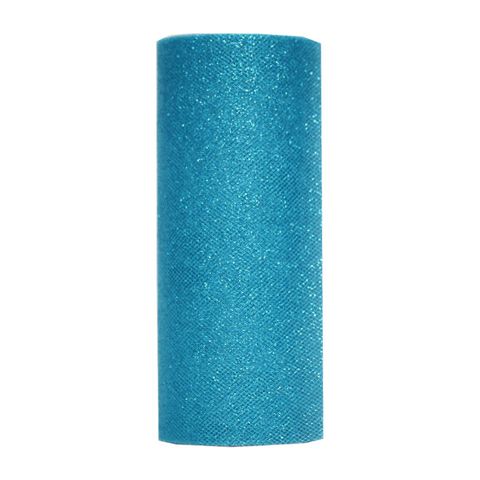 TULLE GLITTER  150mm x 25Mtr TURQUOISE