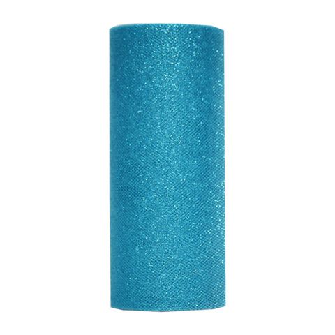 TULLE GLITTER 150mm x 25Mtr TURQUOISE