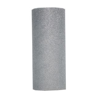 TULLE GLITTER  150mm x 25Mtr SILVER