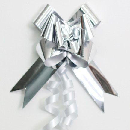 PULL BOW METALLIC 32mm SILVER (PACK OF 100)