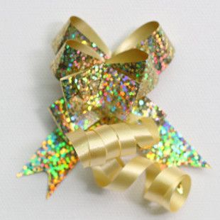 PULL BOW HOLOGRAPHIC 14mm GOLD (PACK OF 100)