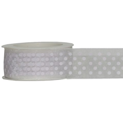 DA VINCI DOT 38mm x 20Mtr WHITE / WHITE DOTS