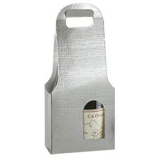 WINE BOX 2 BOTTLES 180x100x400mm SILVER (WITH CUT OUT LABEL)