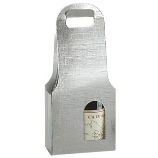 WINE BOX 2 BOTTLES 18L x 10W x 40H cm SILVER (CUTOUT LABEL)