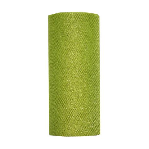 TULLE GLITTER 150mm x 25Mtr LIME GREEN