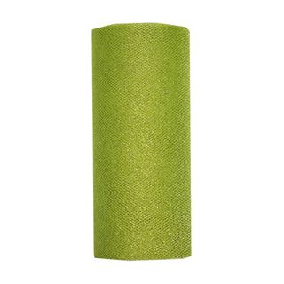 TULLE GLITTER 150mm x 25Mtr LIME GREEN
