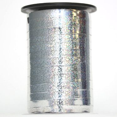 CURLING RIBBON HOLOGRAPHIC 7mm x 225Mtr SILVER