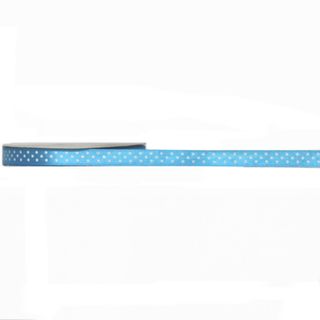 SATIN DOT 10mm x 9Mtr TURQUOISE WITH WHITE DOTS-BUY1 GET1 FREE
