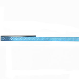 SATIN DOT 10mm x 9Mtr TURQUOISE WITH WHITE DOTS-BUY1 GET1 FREE