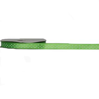 SATIN DOT 10mm x 9Mtr LIME WITH WHITE DOTS - BUY1 GET1 FREE