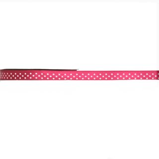 SATIN DOT 10mm x 9Mtr HOT PINK WITH WHITE DOTS- BUY1 GET1 FREE