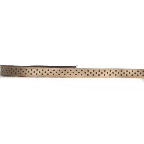 SATIN DOT 10mm x 9Mtr BEIGE WITH BROWN DOTS - BUY1 GET1 FREE