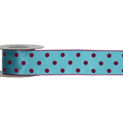 LULU 38mm x 9M TURQUOISE WITH PINK DOT (WIRED)