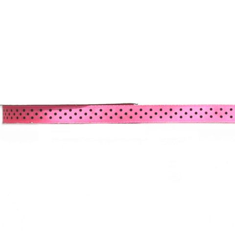 SATIN DOT 10mm x 9Mtr PINK WITH BLACK DOTS- BUY1 GET1 FREE