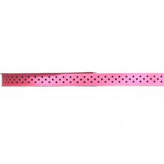 SATIN DOT 10mm x 9Mtr PINK WITH BLACK DOTS- BUY1 GET1 FREE