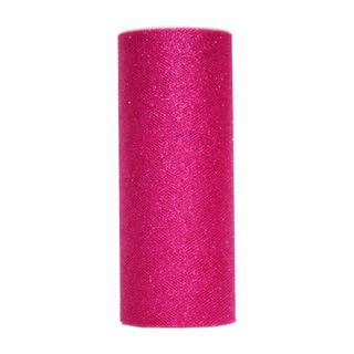 TULLE GLITTER  150mm x 25Mtr HOT PINK