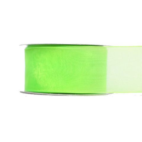 ORGANZA WIRED EDGE (BELLA) 40mm x 23Mtr LIME GREEN