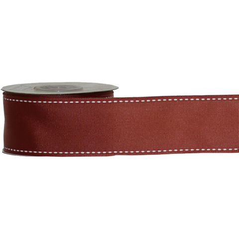 GROSGRAIN STITCHED 38mm x 9Mtr RUST (WIRED)