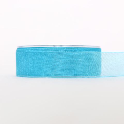 ORGANZA WOVEN EDGE 25mm x 50Mtr TURQUOISE